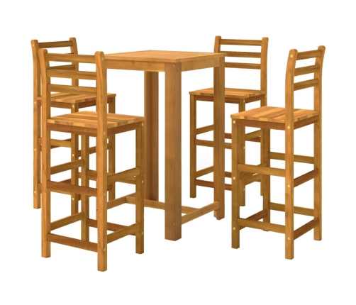 Juego muebles de bar para jardín 5 pzas madera de acacia maciza