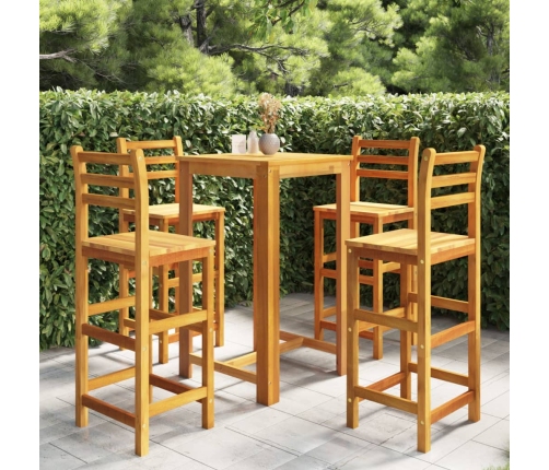 Juego muebles de bar para jardín 5 pzas madera de acacia maciza