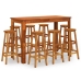 Juego muebles de bar para jardín 9 pzas madera maciza de acacia