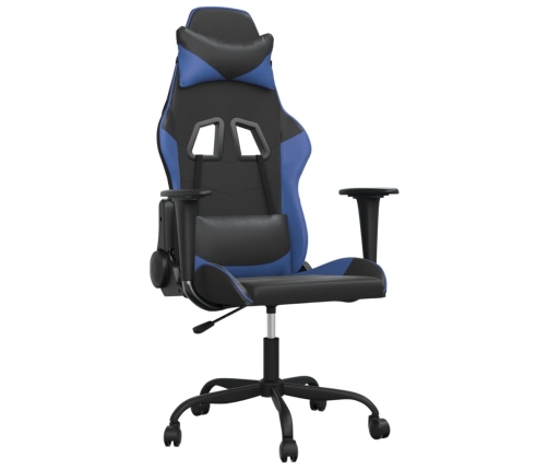 Silla gaming de masaje cuero sintético negro y azul