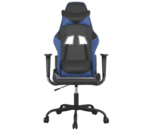 Silla gaming de masaje cuero sintético negro y azul