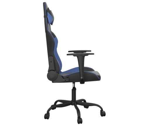 Silla gaming de masaje cuero sintético negro y azul