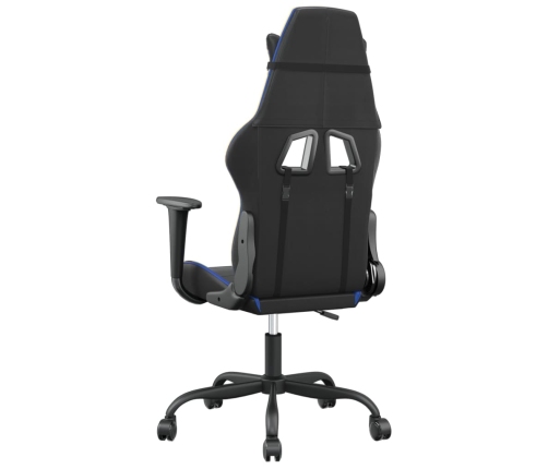 Silla gaming de masaje cuero sintético negro y azul