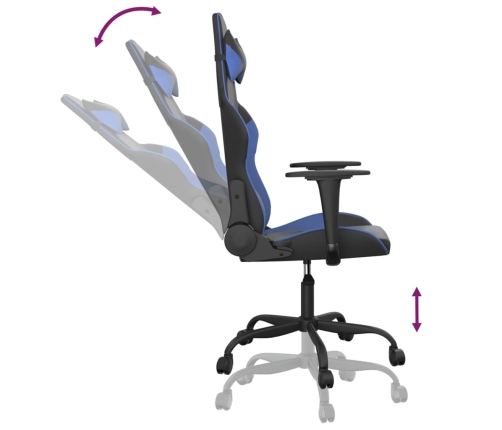 Silla gaming de masaje cuero sintético negro y azul