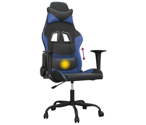 Silla gaming de masaje cuero sintético negro y azul