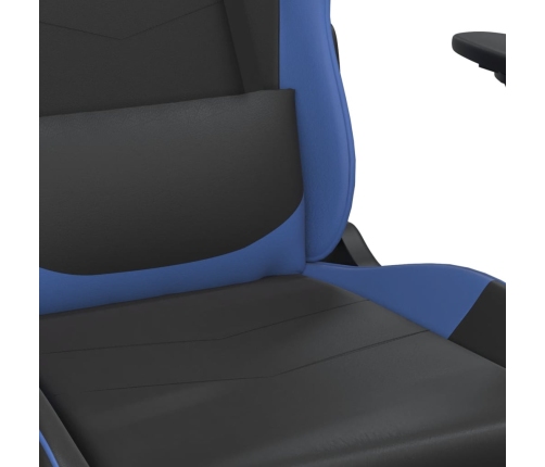 Silla gaming de masaje cuero sintético negro y azul