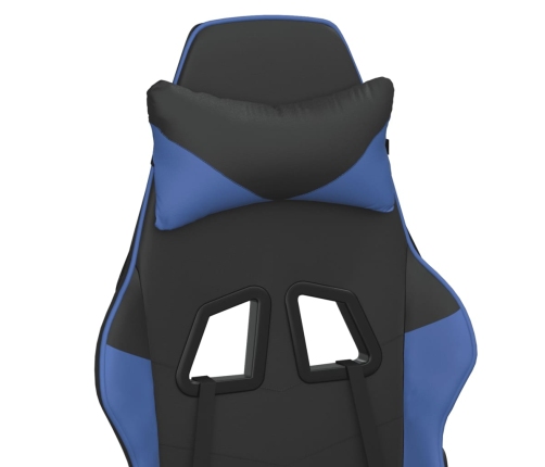 Silla gaming de masaje cuero sintético negro y azul