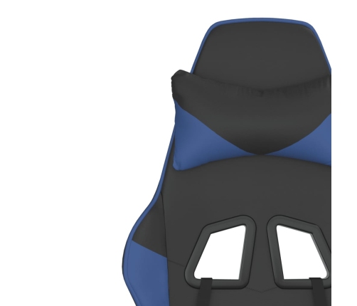 Silla gaming de masaje cuero sintético negro y azul