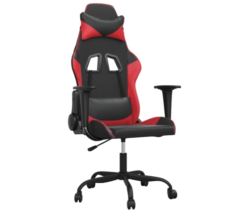 Silla gaming de masaje cuero sintético negro y rojo