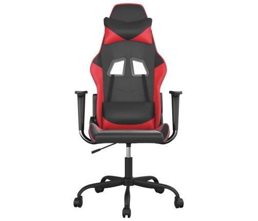 Silla gaming de masaje cuero sintético negro y rojo