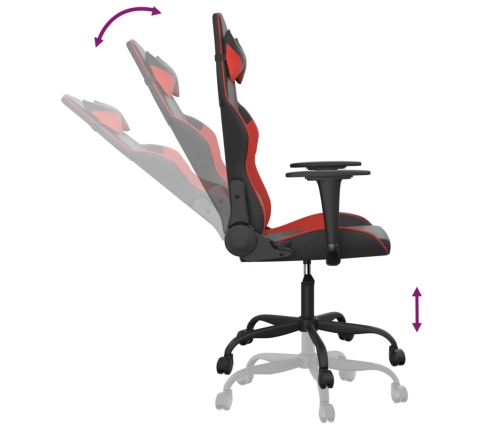 Silla gaming de masaje cuero sintético negro y rojo