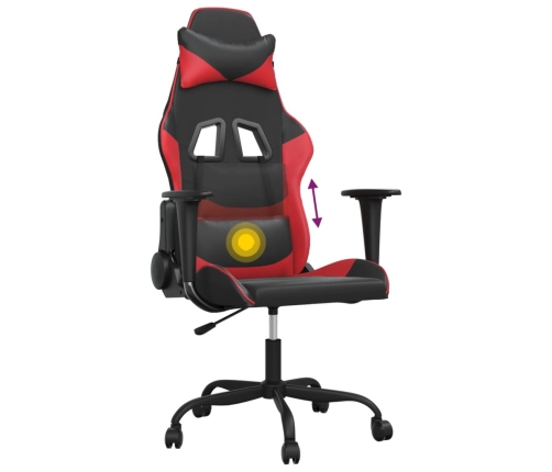 Silla gaming de masaje cuero sintético negro y rojo