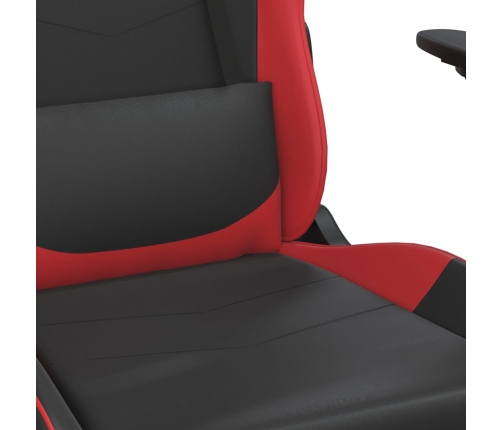 Silla gaming de masaje cuero sintético negro y rojo