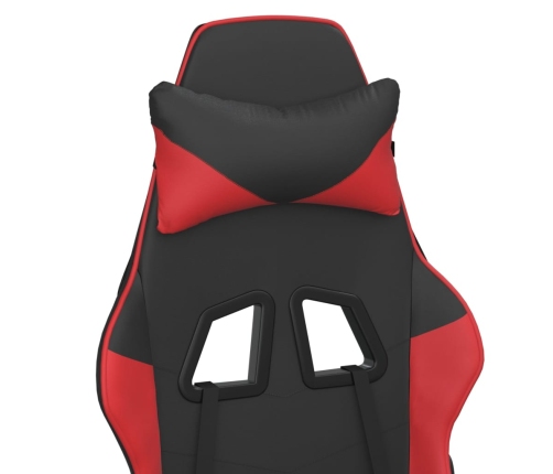 Silla gaming de masaje cuero sintético negro y rojo