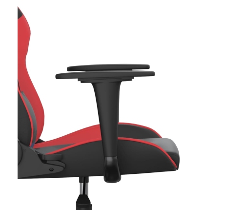 Silla gaming de masaje cuero sintético negro y rojo