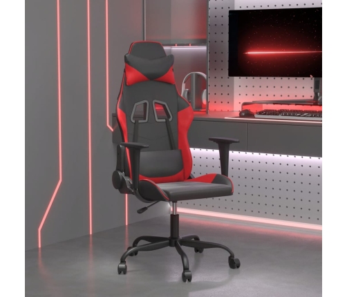 Silla gaming de masaje cuero sintético negro y rojo