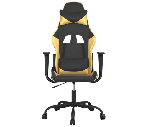 Silla gaming de masaje cuero sintético negro y dorado