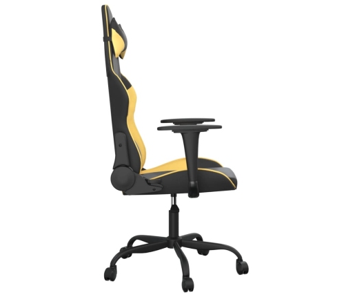 Silla gaming de masaje cuero sintético negro y dorado