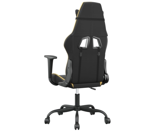 Silla gaming de masaje cuero sintético negro y dorado