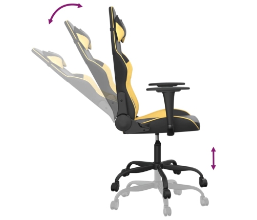 Silla gaming de masaje cuero sintético negro y dorado