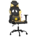 Silla gaming de masaje cuero sintético negro y dorado