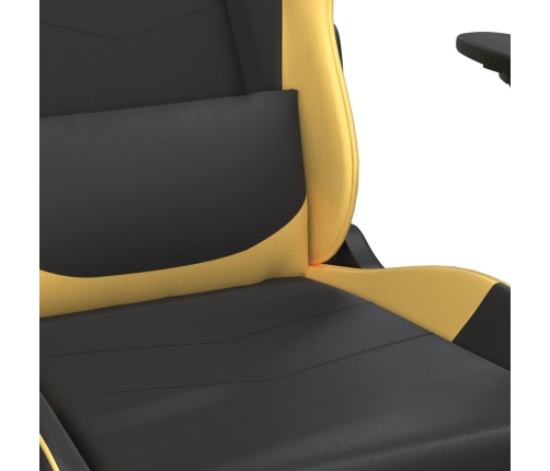 Silla gaming de masaje cuero sintético negro y dorado