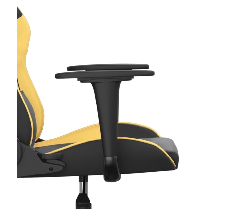 Silla gaming de masaje cuero sintético negro y dorado