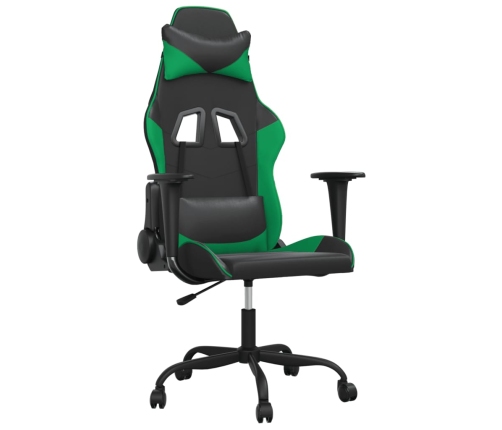 Silla gaming de masaje cuero sintético negro y verde