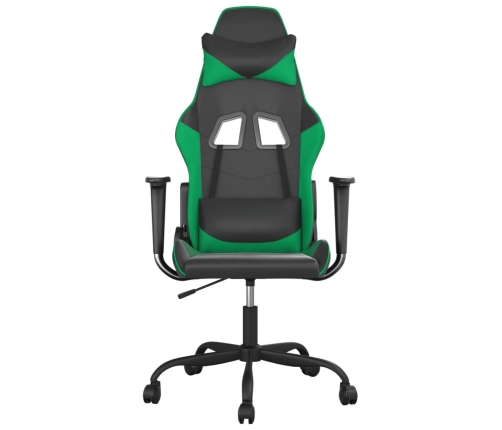 Silla gaming de masaje cuero sintético negro y verde