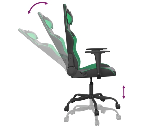 Silla gaming de masaje cuero sintético negro y verde