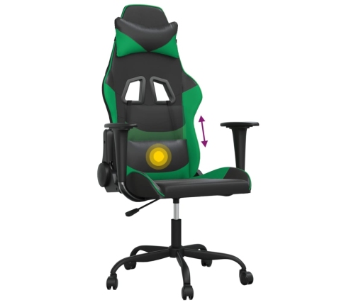 Silla gaming de masaje cuero sintético negro y verde