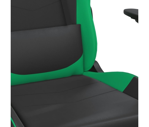 Silla gaming de masaje cuero sintético negro y verde