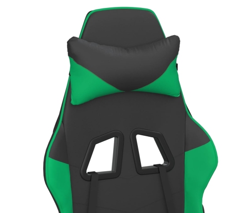 Silla gaming de masaje cuero sintético negro y verde