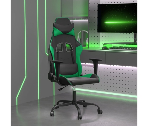 Silla gaming de masaje cuero sintético negro y verde