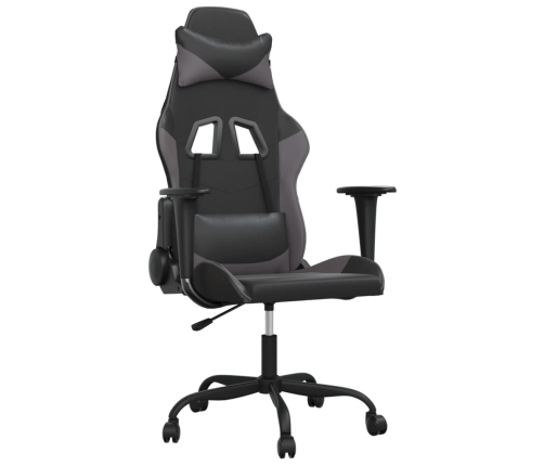 Silla gaming de masaje cuero sintético negro y gris