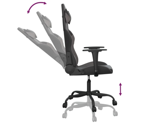 Silla gaming de masaje cuero sintético negro y gris