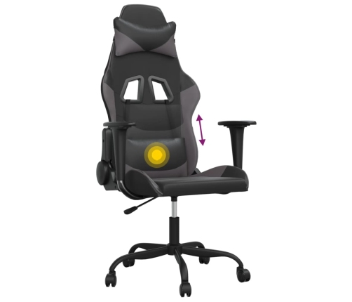 Silla gaming de masaje cuero sintético negro y gris