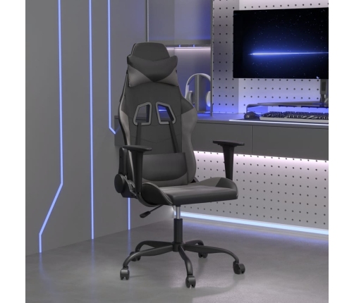 Silla gaming de masaje cuero sintético negro y gris