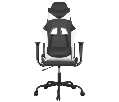 Silla gaming de masaje cuero sintético negro y blanco