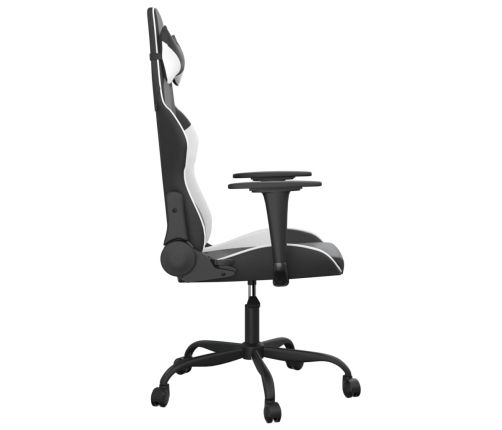 Silla gaming de masaje cuero sintético negro y blanco