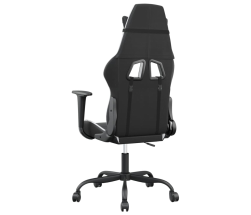 Silla gaming de masaje cuero sintético negro y blanco