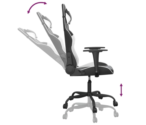 Silla gaming de masaje cuero sintético negro y blanco