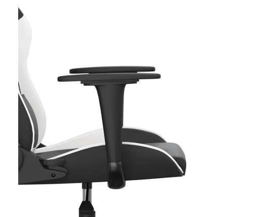 Silla gaming de masaje cuero sintético negro y blanco