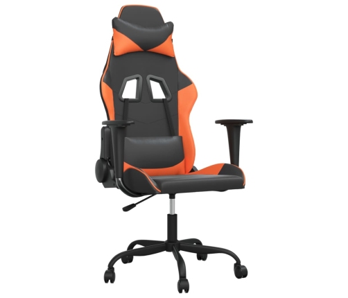 Silla gaming de masaje cuero sintético negro y naranja