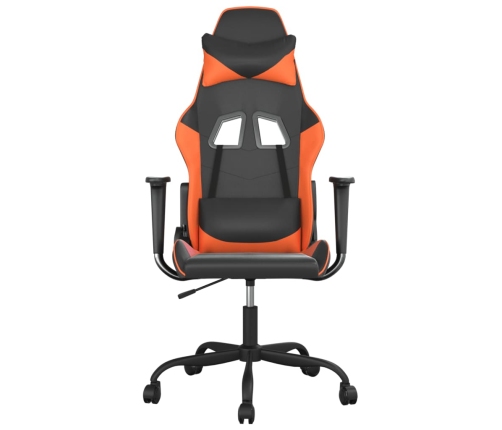 Silla gaming de masaje cuero sintético negro y naranja