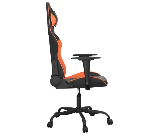 Silla gaming de masaje cuero sintético negro y naranja