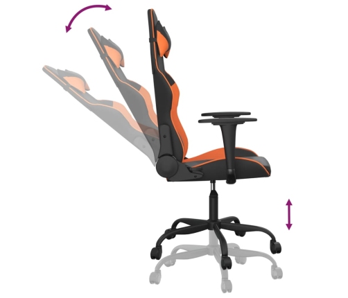 Silla gaming de masaje cuero sintético negro y naranja