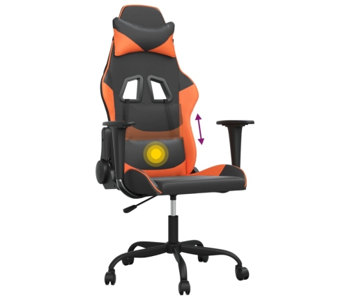 Silla gaming de masaje cuero sintético negro y naranja