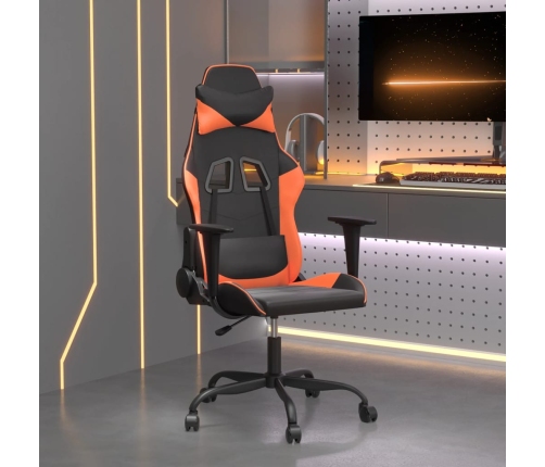 Silla gaming de masaje cuero sintético negro y naranja