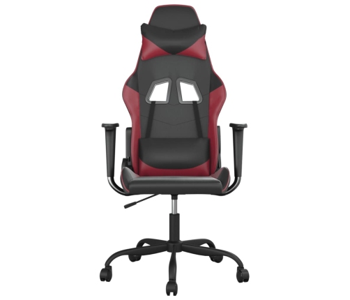 Silla gaming de masaje cuero sintético negro y rojo vino tinto